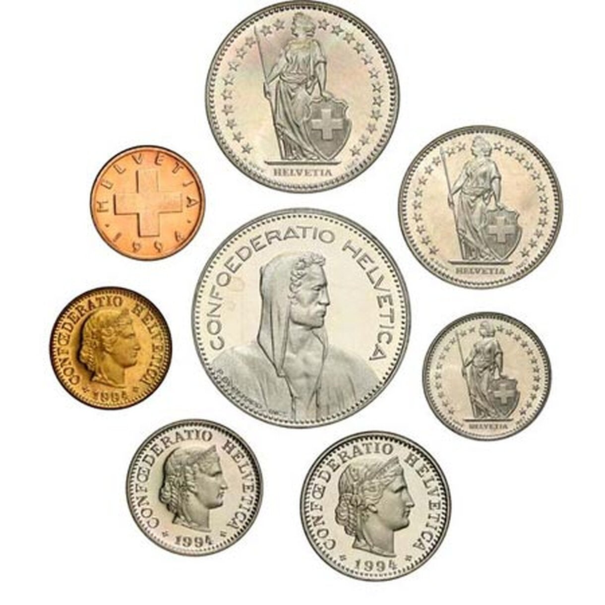 Set mincí Švajčiarsko 1970-2017
